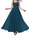 Teal Green Georgette Oval Back Maxi Dress