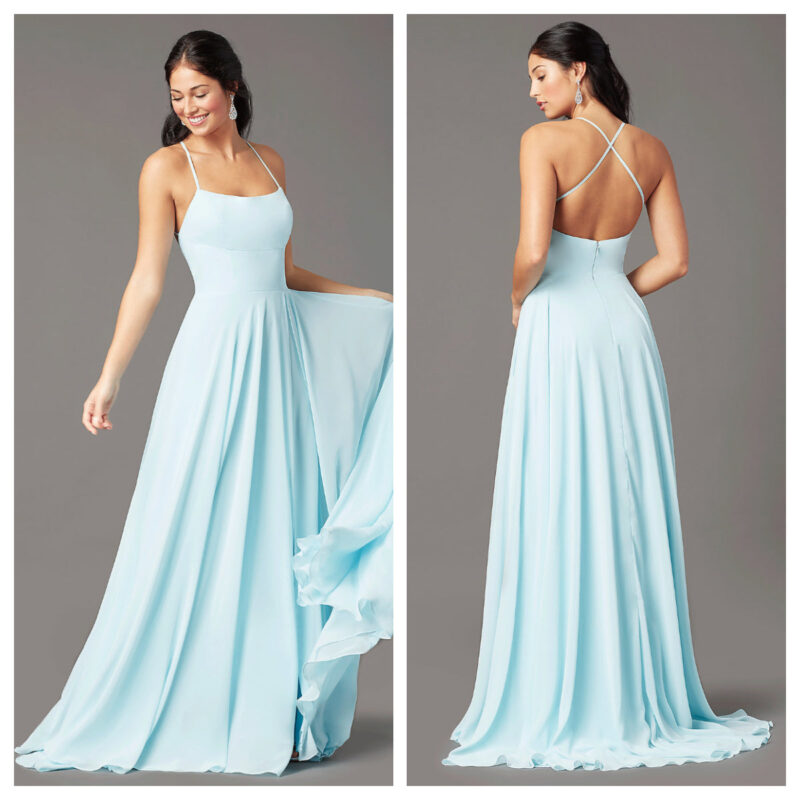 Long Square-Neck Formal Prom Dress