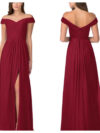 Maroon off shoulder Maxi Dress with slit