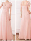 Women's Elegant A-Line Ruffles Sleeve Georgette Bridesmaid Dress