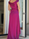 Burgundy Cross Drape Satin Maxi Dress