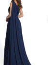 Navy Blue One Shoulder Draped Maxi Dress