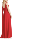Red V Neck Back Double Fall Maxi Dress