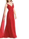 Red V Neck Back Double Fall Maxi Dress
