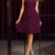 Wine Multiple Ruffled Tube Midi Dress