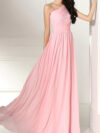 Baby Pink One Shoulder Draped Maxi Dress