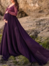 Maternity V-Neck Long Sleeve Splicing Maxi Dress