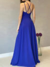 Royal Blue Sweetheart Neck Slit Maxi Dress