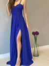 Royal Blue Sweetheart Neck Slit Maxi Dress