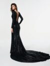 Black Sequins Trail Gown