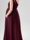 Wine One Shoulder Maternity Flared Dress