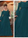 Green Cold Shoulder Flared Sleeve Maxi Dress
