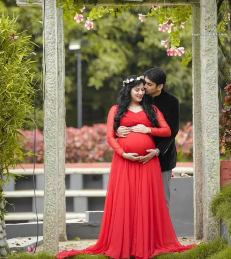 Magnolia Red Maternity Maxi Dress