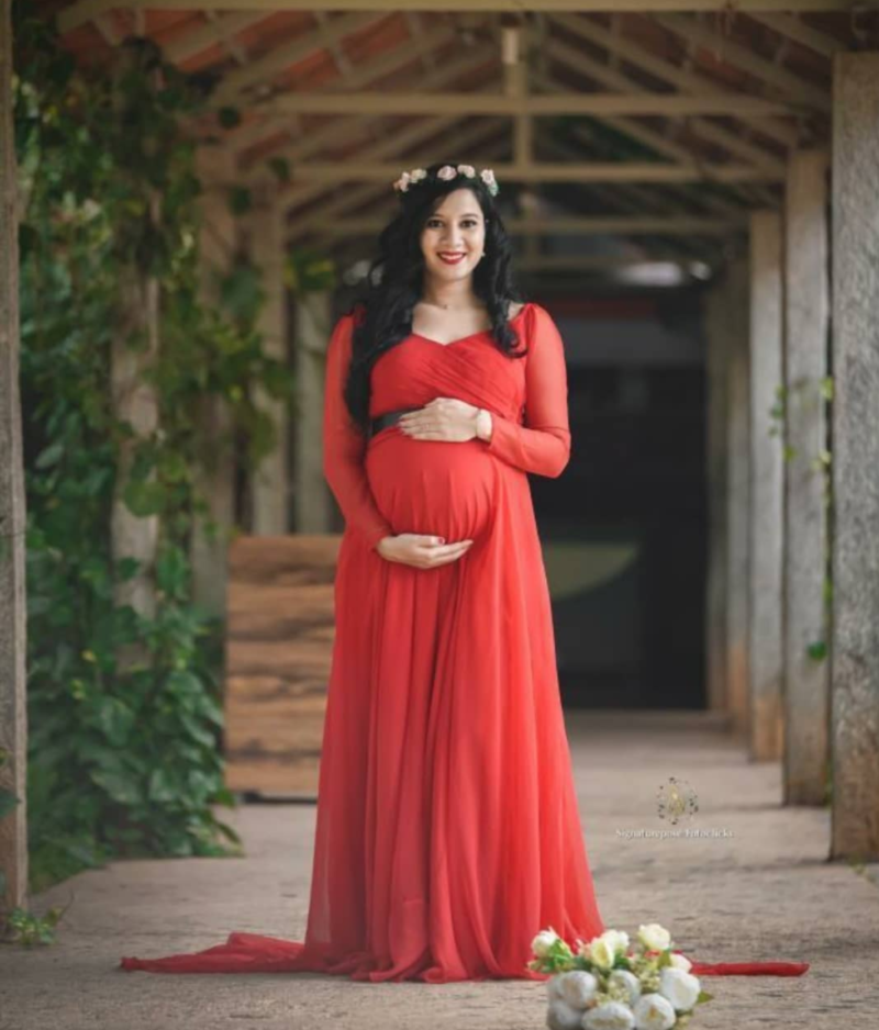 Magnolia Red Maternity Maxi Dress