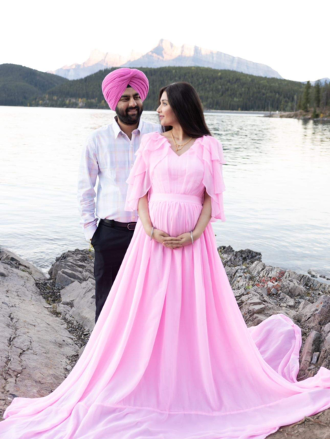 Pink Mega All Round Flared Maternity Gown