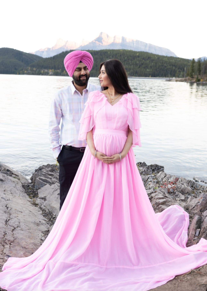 Pink Mega All Round Flared Maternity Gown