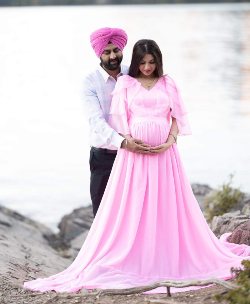 Pink Mega All Round Flared Maternity Gown