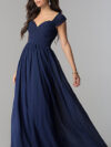 Ruched-Sweetheart-Bodice Long Chiffon Prom Dress