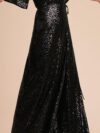 Black Sequins V Neck Maxi Dress