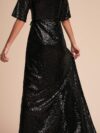 Black Sequins V Neck Maxi Dress