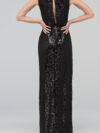 Black Sequins Slit Dress