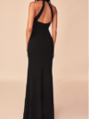 Black Scuba High Neck Bodycon Dress with Slit